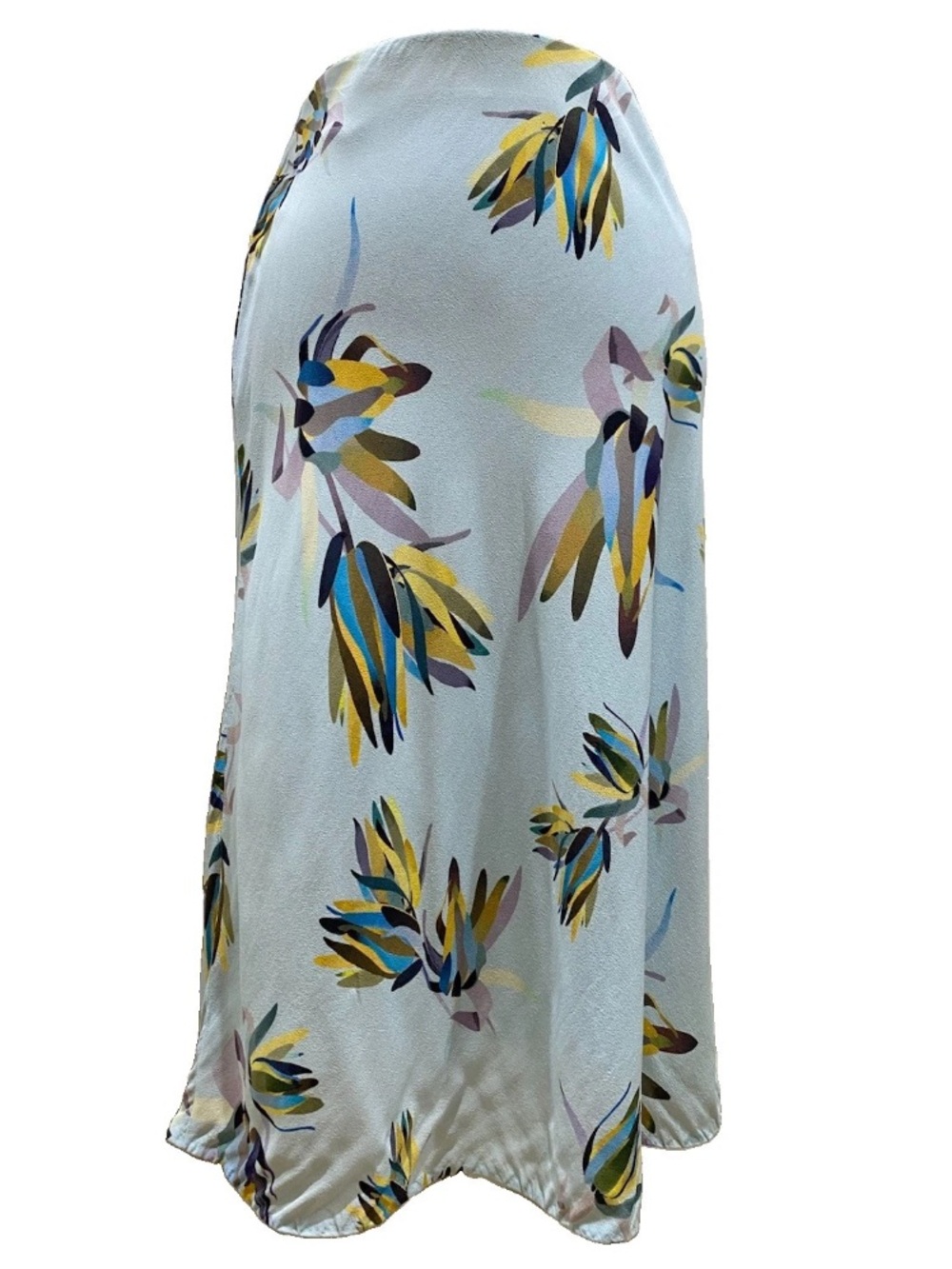 Escada Floral Midi Skirt Sz XS / 25 Blue Viscose Modest Tropical Quiet Luxury